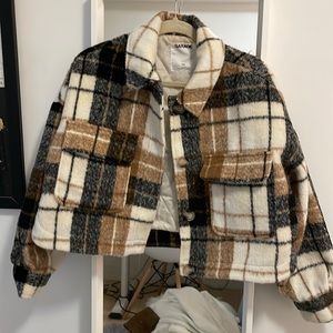 Plaid Cropped Shacket/ Coat